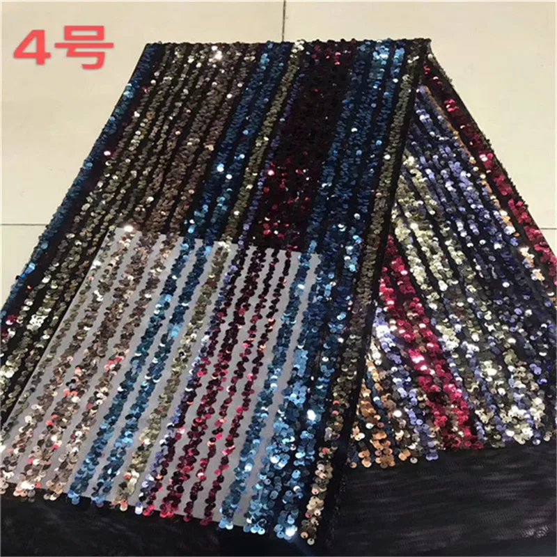 

2019 high quality sequence French Nigerian sequins net lace,African tulle mesh multicolor sequence lace fabric for dress 5yard