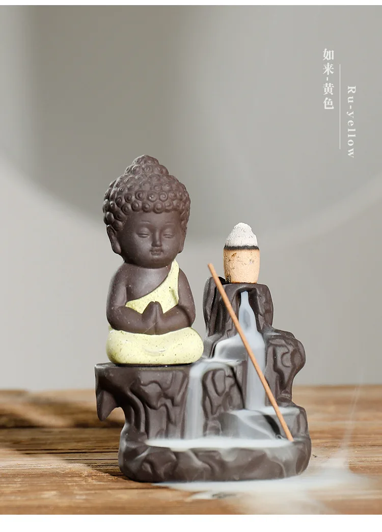 Фиолетовый Маленький Будда дым обратного потока Арома плита горный поток вид разворота дым есть предметы домашнего интерьера
