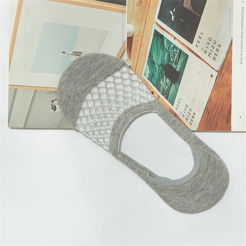 Классные летние дышащие носки удобные ажурные носки женские сексуальные женские сетчатые носки в сеточку с рыбками со скидкой товар дропшиппинг - Color: Gray