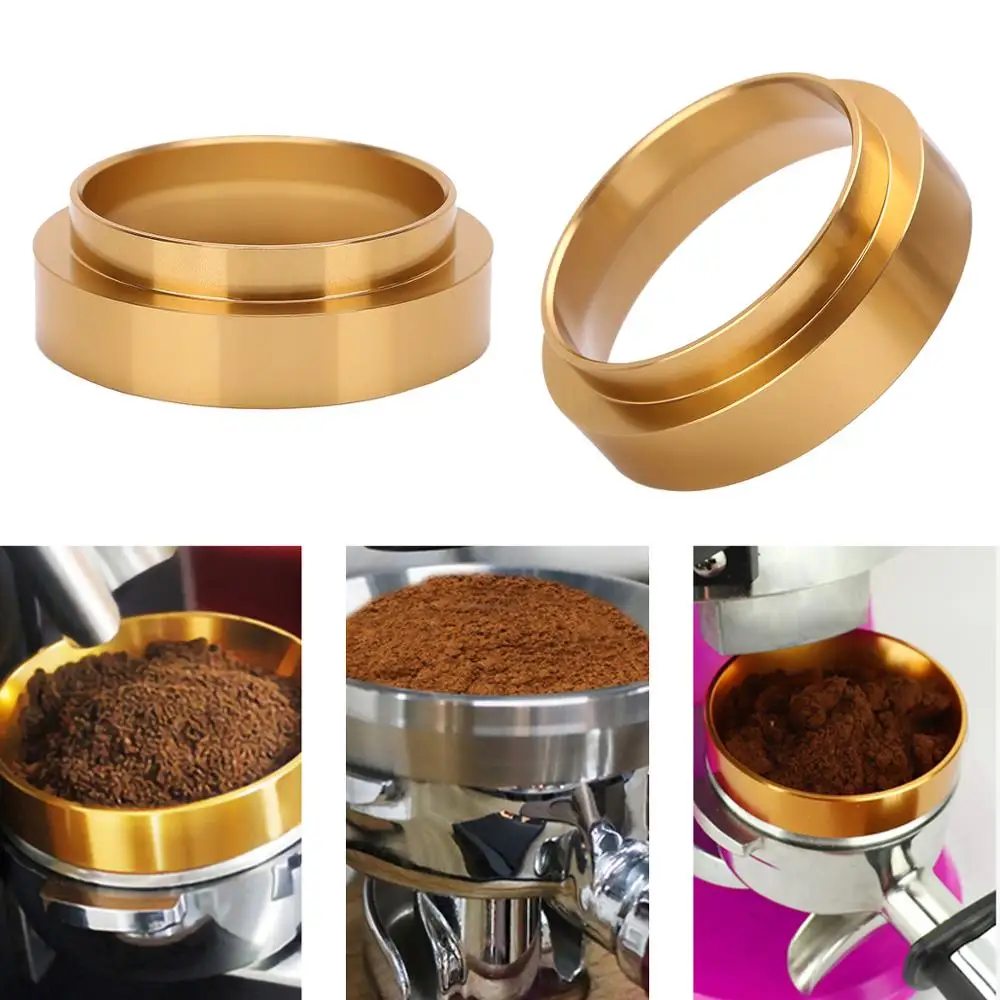 Oro Accesorio de cafetera de repuesto de embudo de anillo dosificador de café universal de aluminio de 58 mm Anillo dosificador de café en polvo 