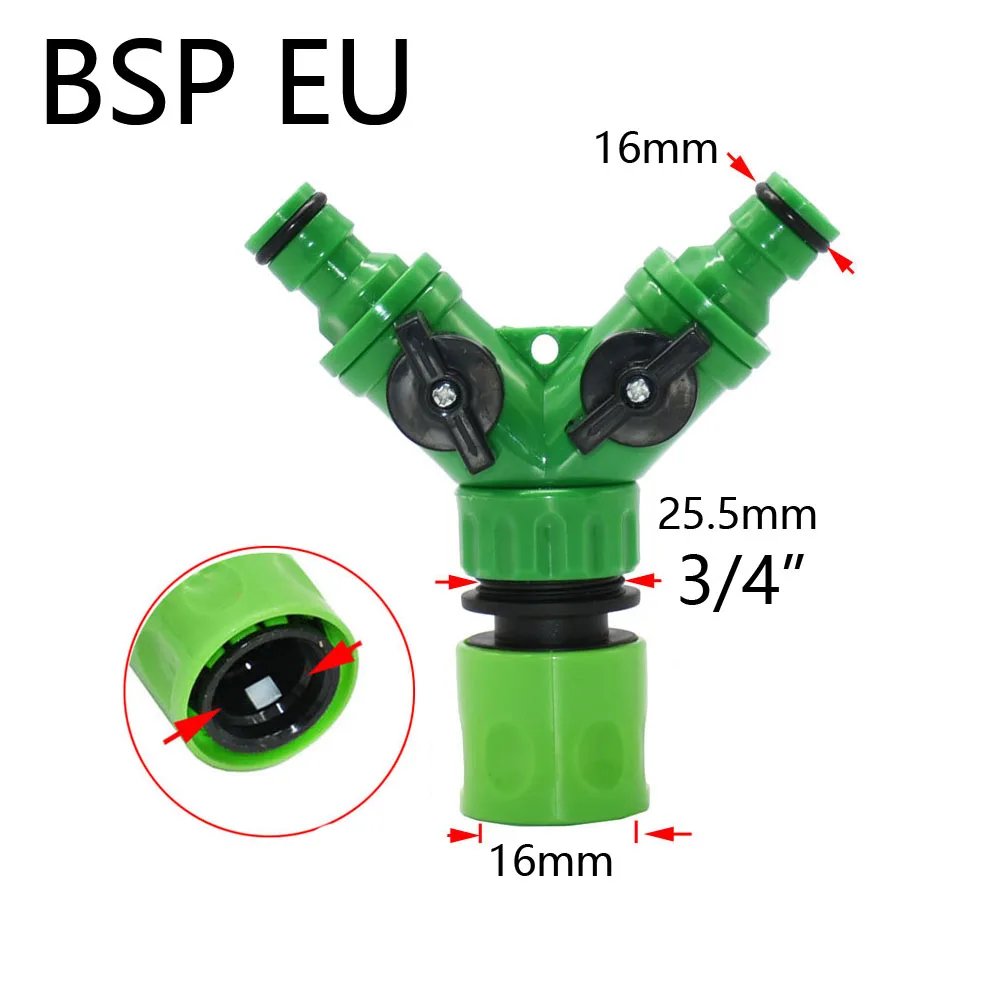 Y형 양방향 탭 커넥터, 퀵 커넥터, 정원 관개 물 분배기, 3/4 인치 나사산 정원 탭, 4mm, 7mm 8/11 호스용