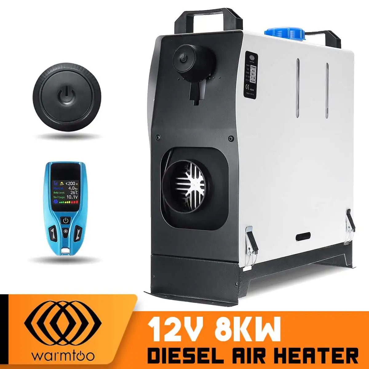 

12V 1-8KW Adjustable Car Diesels Air Fan Heater 4 hole LCD Display Remote Control Heating Machine For Van Boat Bus Truck Caravan