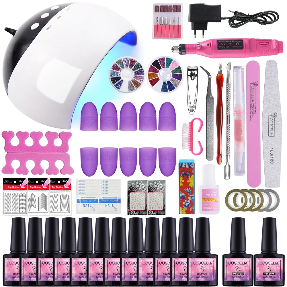 Choose 12 colors Набор для ногтей УФ светодиодный светильник Сушилка с выбирайте 6/10/12 Цветов Гель-лак для ногтей комплект био-Гели Soak Off маникюр сверлильный станок набор инструментов для ногтей - Цвет: Choose 12 colors