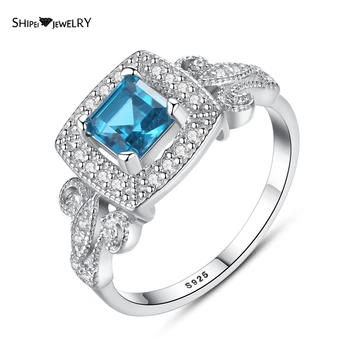 

Shipei Luxury 925 Sterling Silver Sapphire Created Moissanite Gemstone Wedding Engagement Fine Jewelry Vintage Ring For Women