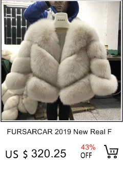 FURSARCAR свободный серый свитер с большой натуральная черно-бурая лиса мех осень зима мода пальто натуральный мех длинный кардиган