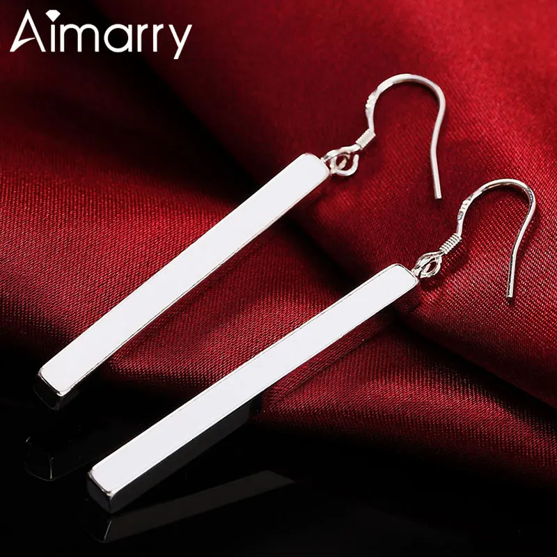 Aimarry серебро 925 пробы Классическая прямая подвеска серьги для женщин очаровательные вечерние