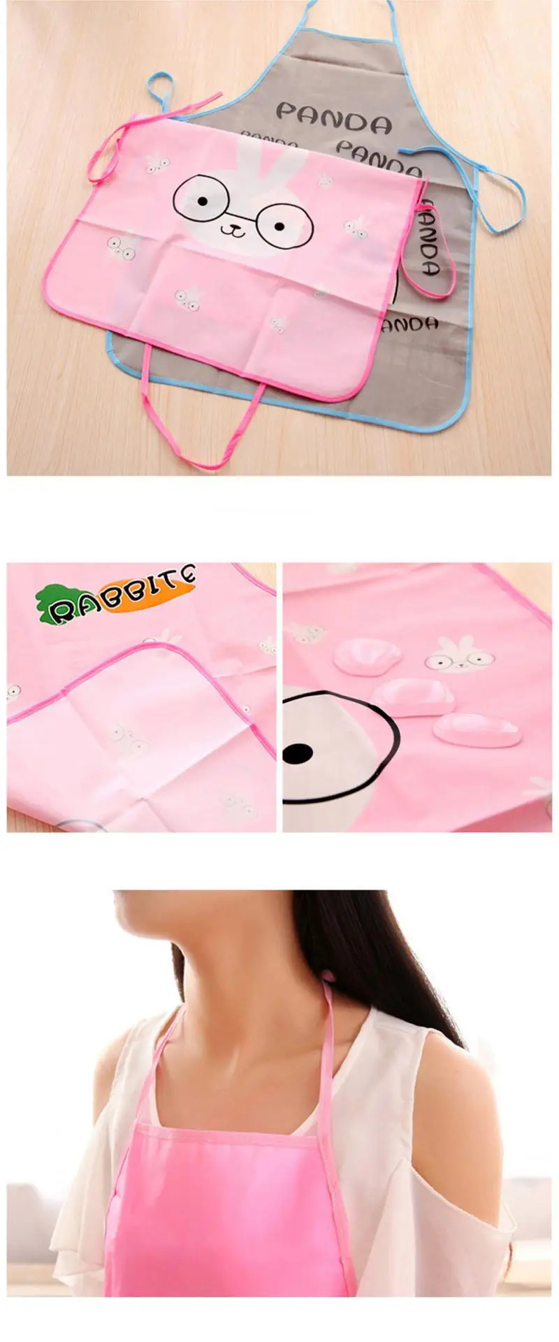 1*Cartoon Apron Sleeveless Waterproof Anti-oil Aprons Creative Women Apron Adjustable PVC Kitchen Cooking Cleaning Accessories