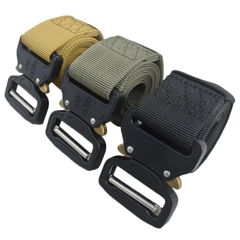 

Military Tactical Nylon Belt Metal Buckle Adjustable Army Outdoor Quick Release Hunting Training Nylon Belt Length 125cm