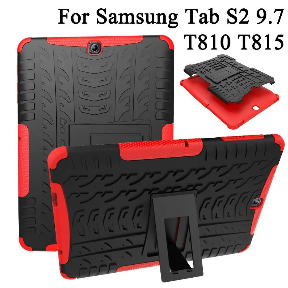 

Heavy Duty Armor Tire Style Hybrid TPU PC Hard Cover Case for Samsung GALAXY Tab S2 9.7\" SM T810 T815 T813 T819 tablet PC