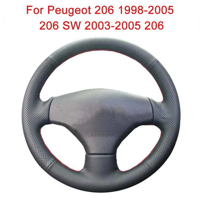 Чехол рулевого колеса автомобиля на заказ для Peugeot 206 1998-2005 SW 2003-2005 Кожаная оплетка