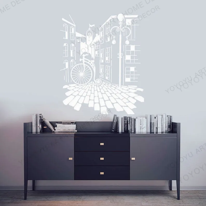 Modern Room Decoration City Street Wall Art Sticker Removable Vinyl Decal For Home School Libraries Cafe Store Decors rb-27 | Дом и сад