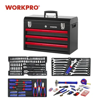 

WORKPRO 408PC Home Repair Tool Set Metal Tool Box Set Hand Tools Home Tool kit