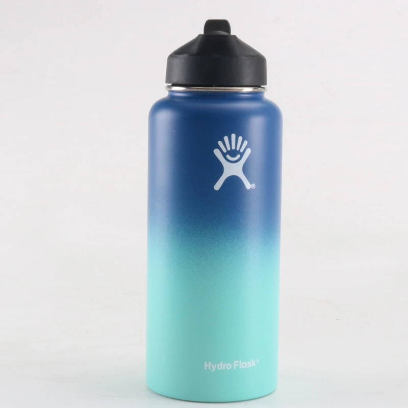 Gradient 2 Hyrdoflask 18 унций 32 унций 40 унций дропшиппинг стакан с вакуумной изоляцией фляжка из нержавеющей стали бутылка для воды с широким горлом Спортивная бутылка - Цвет: Gradient 2
