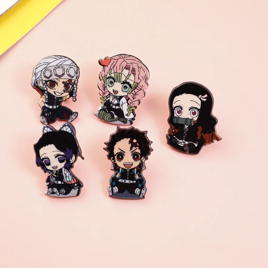 Demons Slayer Anime Role Enamel Pins Acrylic DIY Decorative for Women Man Birthday Present Kids Toy