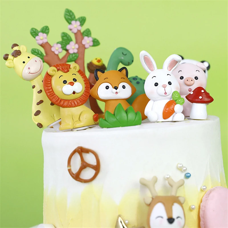 Jungle Theme Panda Lion Renard Decoration De Gateau Animaux En Argile Feutre Decoration Sommet De Sapin Pour Enfants Anniversaire Le Jour Des Enfants Dessert Drapeau Decorations Aliexpress