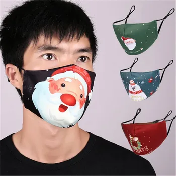 

Christmas Masks Face Mouth Reusable Mascarilla PM2.5 Filter Adjust Fabric Cloth masque Cycling Masks Men Lady Party Xmas Маски