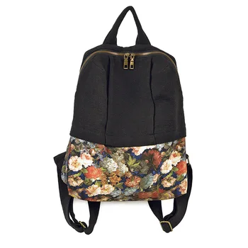 

Women's Origional Canvas Bag Stitching Color Fashion-Style Backpack Artistic Backpack Soft Rucksack