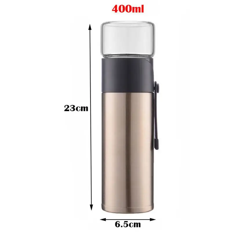 Golden 400ml Home Kitchen Vacuum Flask Thermos Two Types Of Tea Filter Kung Fu Tea Cup Tea Separator Drinking Utensils