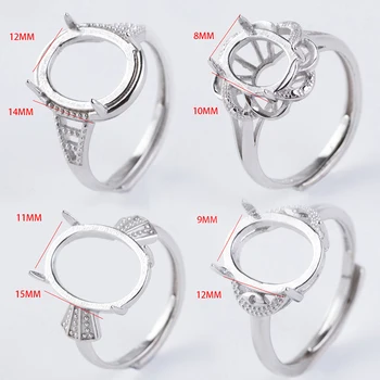 

Silver Color Adjustable Blank Ring Base Fit Glass Cabochons Cameo Setting For DIY Ring Jewelry Making Accessories Man Woman Ring