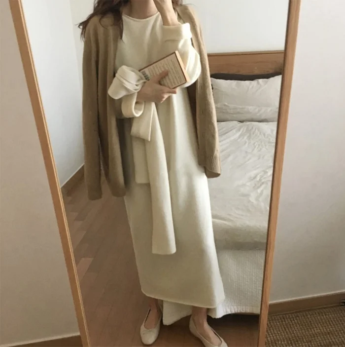 Новинка, теплый свитер Vestidos, женский осенне-зимний длинный свитер, вязаный свободный макси, большой размер, женские облегающие длинные свитера