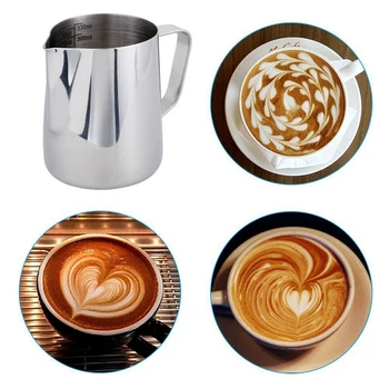 

Milk Jug 350Ml/12 Fl.Oz, 304 Stainless Steel Milk Pitcher, Milk Frothing Jug For Making Coffee Cappuccino