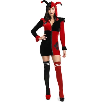 

Umorden Adult Women Suicide Squad Harley Quinn Costume Droll Joker Cosplay Halloween Purim Party Costumes Fancy Dress