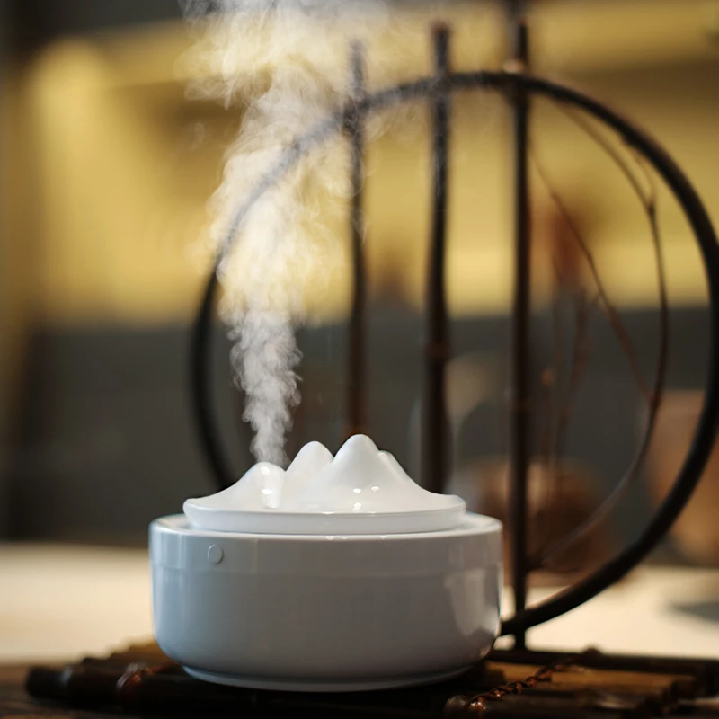 

300ML USB Air Humidifier Mountain Essential Oil aromatherapy Car Air Freshener Purifier Mini Humidificator With Lamp Lights