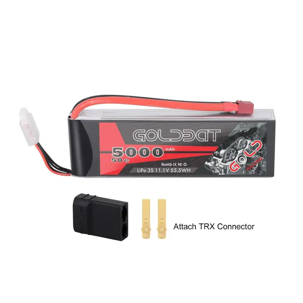 GOLDBAT 5000 мА/ч, 11,1 V 3S 50C Lipo RC упаковка батарей жесткий чехол с деканов T и TRX разъем для Traxxas осевой радиоуправляемая автомодель трагги гонки