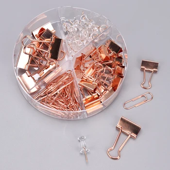

72Pcs Push Nail Binder Clip Gold Paperclips Clamp Combination Office Stationery