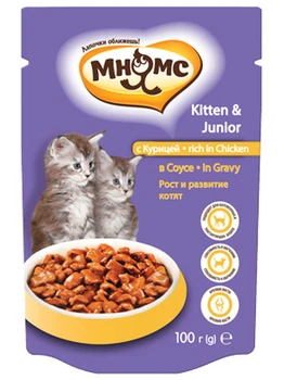 

Мнямс паучи for kittens with chicken 100g in sauce, growth and development of the kittens, 24*100g