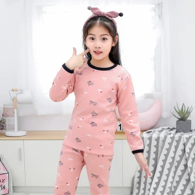 pink swan Зимние Детские пижамы для девочек; флисовая одежда для сна для мальчиков; детские пижамы с героями мультфильмов; теплые От 3 до 12 лет; рождественские пижамные наборы для подростков - Цвет: pink swan
