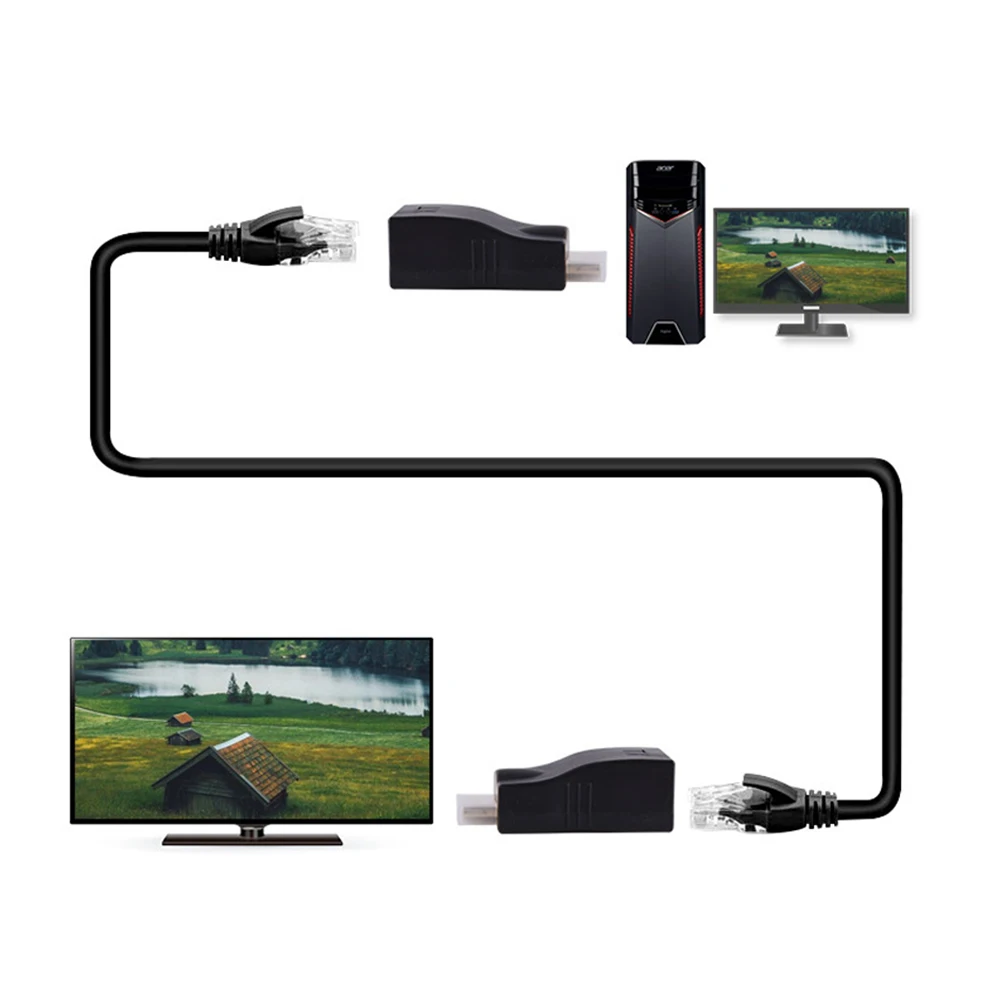 2  RJ45 4K HDMI ȣȯ Ȯ ִ 30m CAT5e Cat6 Ʈũ ̴ LAN, HDTV HDPC DVD PS3 STB 