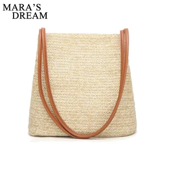 

Mara's Dream 2020 Net Red With The Same Paragraph Casual Shoulder Straw Bag Ins Summer New Wild Bucket Type Tote Portable Handba