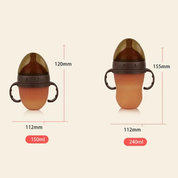 

150ML 240ML Baby Silicone Milk Feeding Bottle BPA Free Wide Mouth Anti-fall Bottle Soft Baby Larger Feeding Bottle