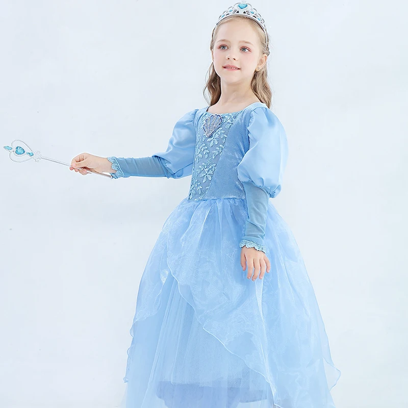 

2019 Girls Princess Fluffy Dress Infanta Puff Sleeve One-piece Dress Young Kids Long-sleeve Dress Fairy Tale Suits