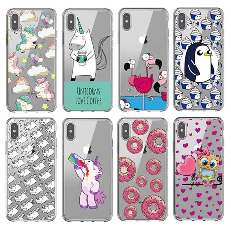 Для Capinha iphone 7 чехол милый Единорог Мягкий силиконовый для iPhone на 6 6S 8 Plus 5S Se X XR XS MAX