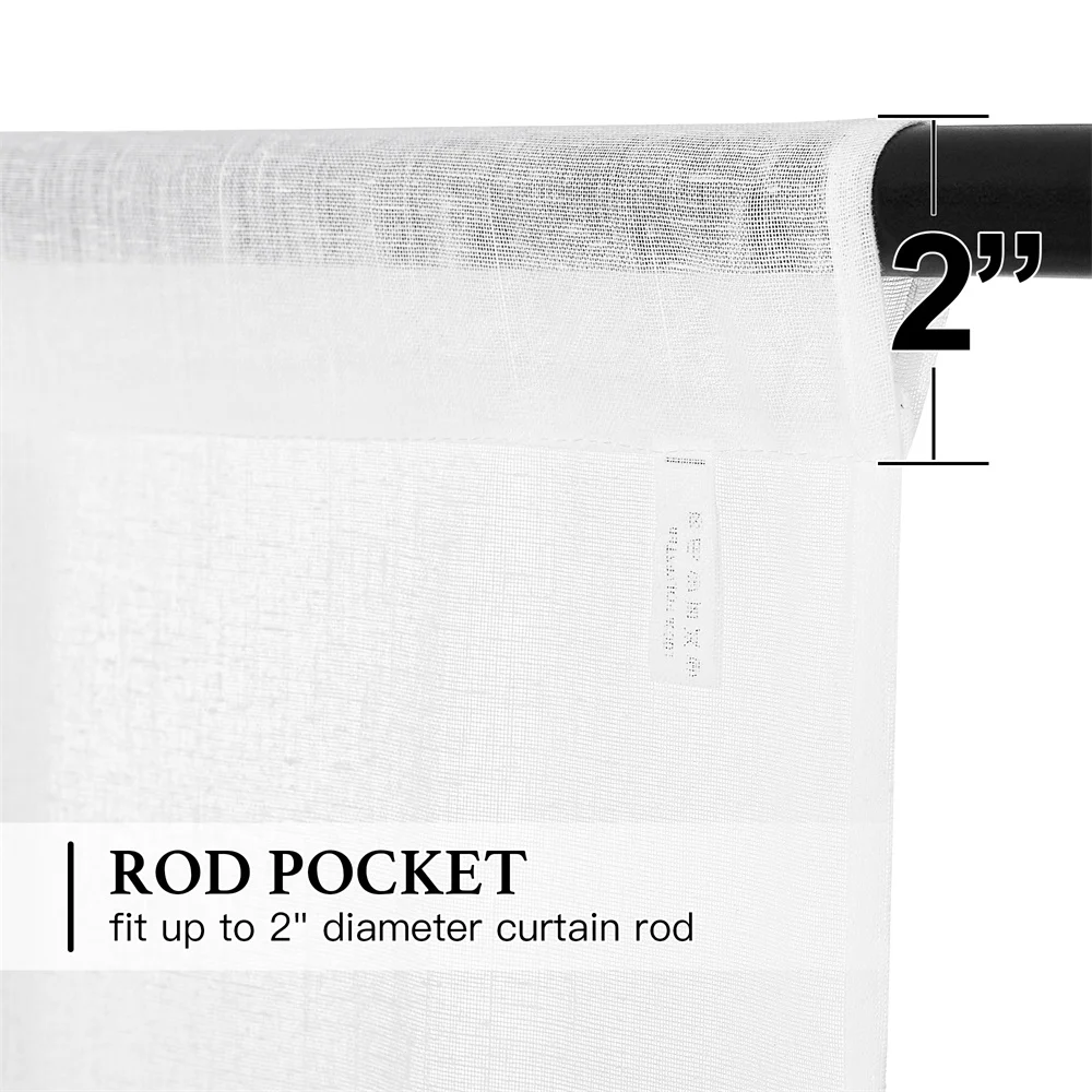 NICETOWN 1PC Tie Up Shade Rod Pocket Sheer Curtain Modern Solid European and American Style for Kitchen Small Window