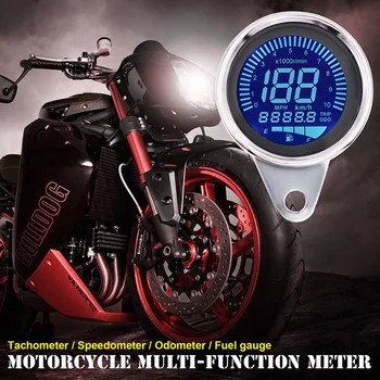 

WUPP Universal Digital Motorcycle LCD Screen Speedometer Odometer Techometer Fuel Gauge for 1-4 Cylinders 7 Color Backlight