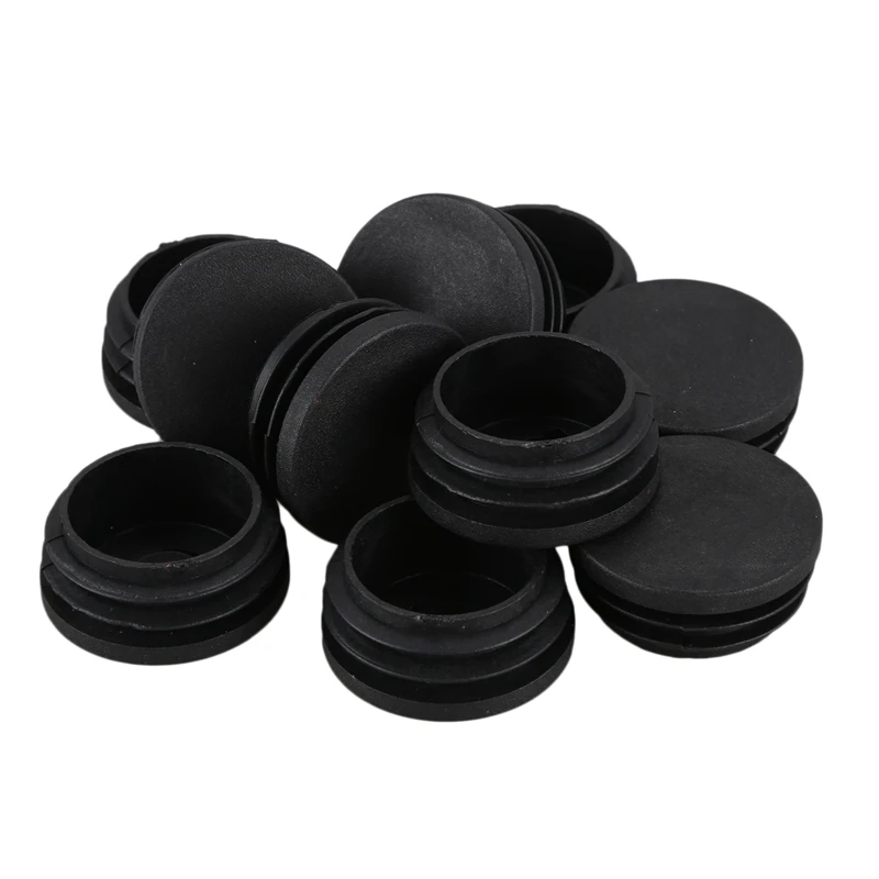 

10 Pcs Plastic Blanking End Caps 38mm Round Tube Insert Plug Blackideal