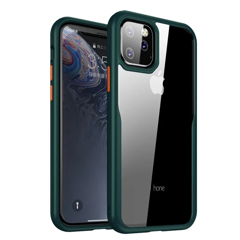 Green Противоударный защитный прозрачный чехол для iPhone 11 Pro Max силиконовый бампер+ прозрачная акриловая задняя крышка для iPhone 11 Pro Чехол - Цвет: Green