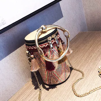 

Women Handbags Retro Weave Feather Tassel Bucket Bag Women Purses Bags Summer Beach Crossbody Bag Shoulder Bag Sac A Main N#g15