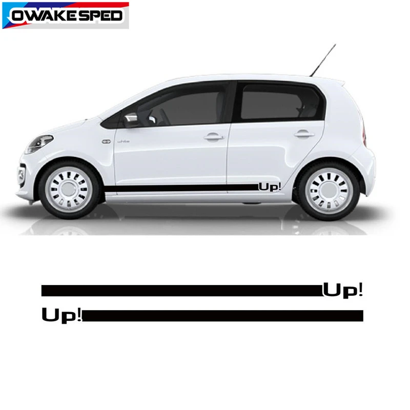 Car Door Skirt Stickers For Volkswagen UP E-UP 3-5 doors Both Side Sport Stripes Racing Styling Auto Body Decor Accessories