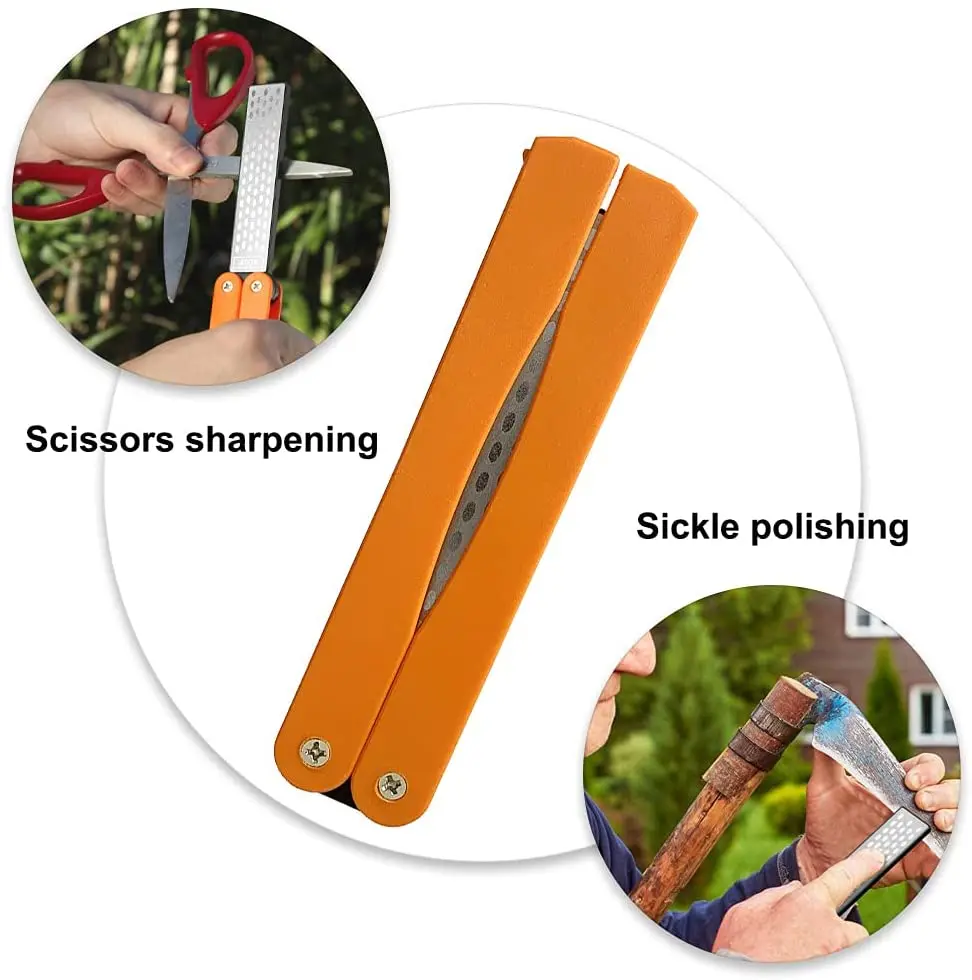 Diamond Knife Sharpener 400/600 Grit Double-Side Sharpening Stone for Knife Axe Drill Pocket Folding Knife Garden Tool Sharpener