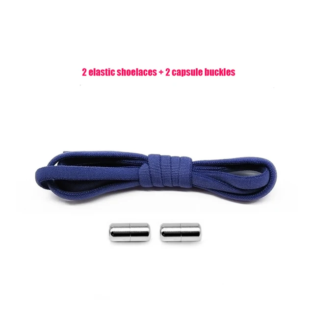 Elastic No Tie Shoelaces Semicircle Shoe Laces For Kids and Adult Sneakers Shoelace Quick Lazy Metal Lock Strings Rope Round 23NAVYBLUE