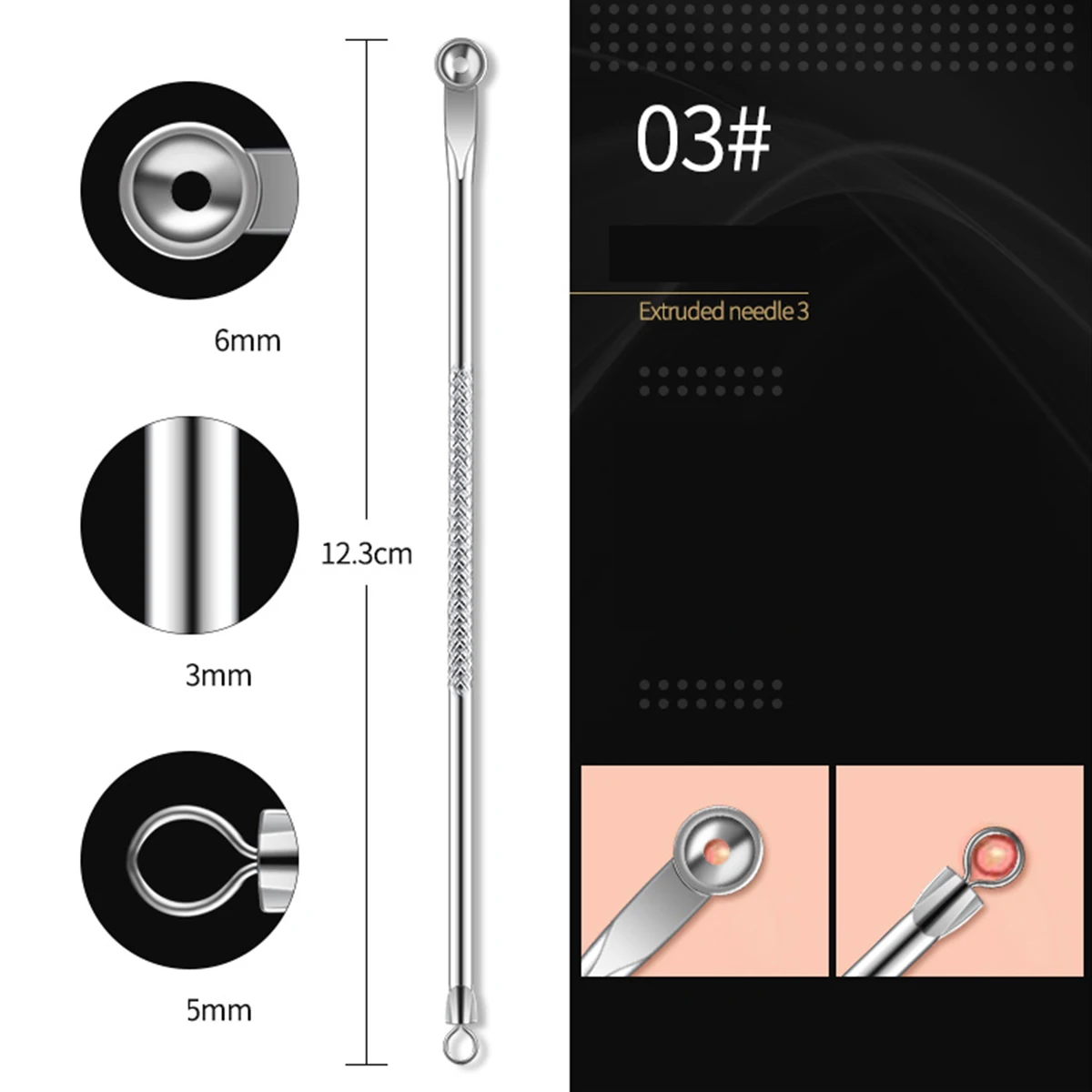 4PCS Acne Blackhead Comedone Black Spot Pimple Blemish Remover Skin Care Women Beauty Acne Treatment Pore Cleanser Needle Hook 4