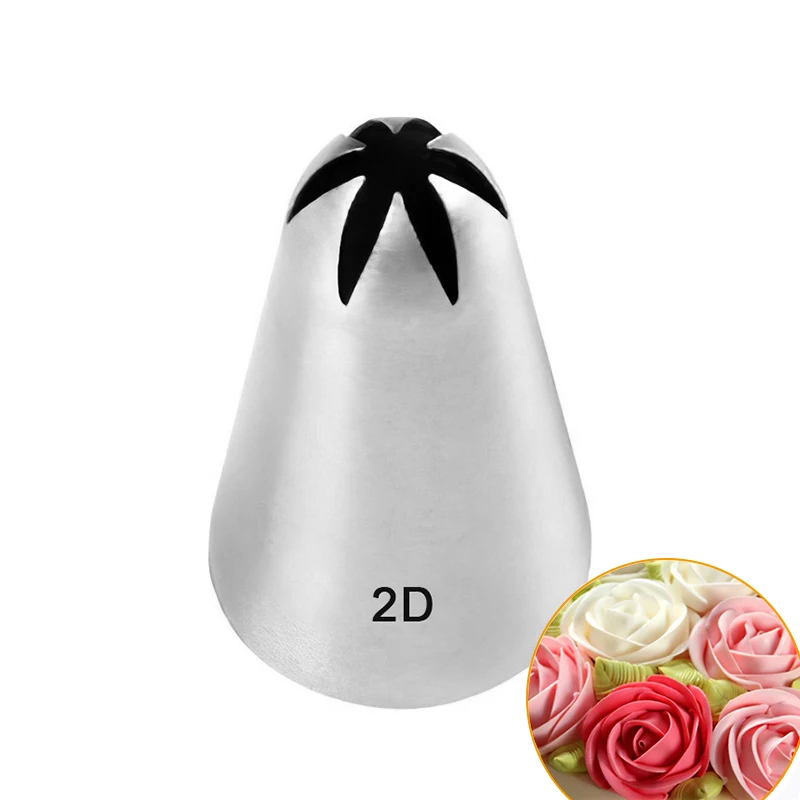 

Large Size Stainless Steel Rose Flower Cream Piping Nozzles Cupcake Nozzles Baking Decoration Cake Decorating Tools #2D