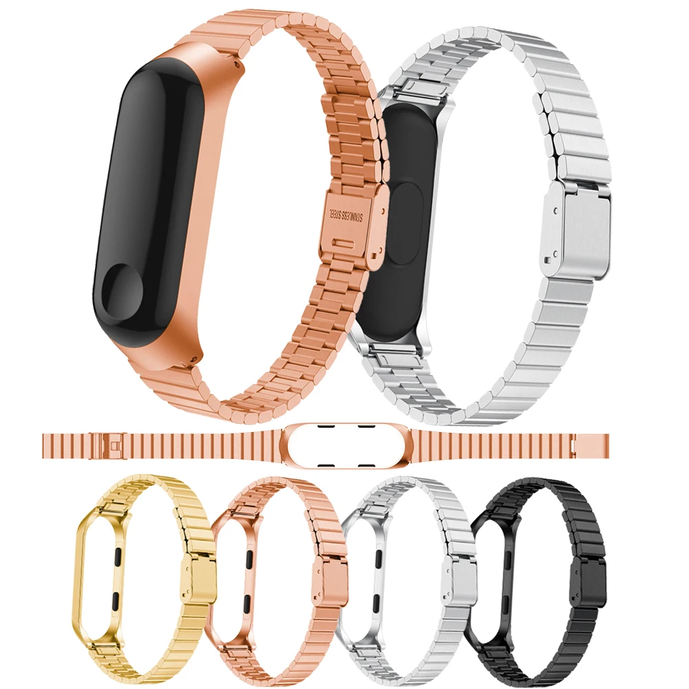 Для Xiaomi Mi Band 4/Band 3, универсальный металлический чехол, один Натяжной ремень из нержавеющей стали, аксессуары для ремня, браслет correa