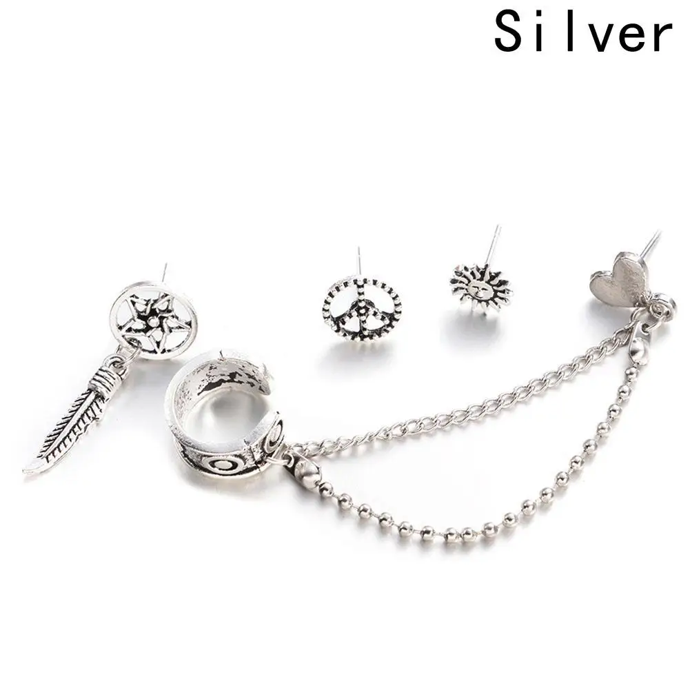 4 шт./компл. серьги в виде колец Винтажные форме сердца солнца женские стиле ретро