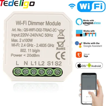 

Smart Wifi Lamp Dimmer Switch 2-Gang Breaker Module Tuya APP/Smart Life,Works with Alexa/GoogleHome, Adjustable light brightness