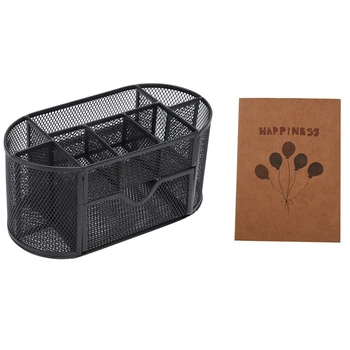 

1 Pcs 9 Components Table Metal Desktop Storage Box (Black) & 1 Pcs Pretty Nice Laptops Daily Book(Balloon)